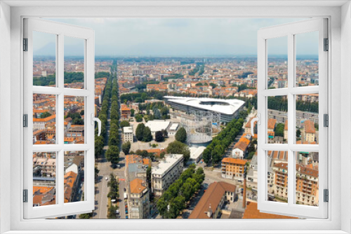 Fototapeta Naklejka Na Ścianę Okno 3D - Turin, Italy. Corso Regina Margherita street. Panorama of the city. Summer day, Aerial View