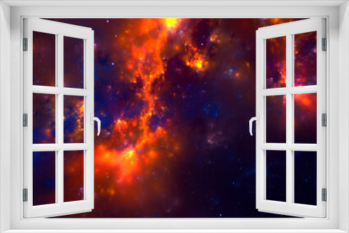 Fototapeta Naklejka Na Ścianę Okno 3D - Dramatic nebula and stars in space. Abstract fractal art background.