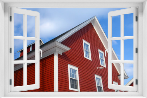 Fototapeta Naklejka Na Ścianę Okno 3D - Top of red barn house