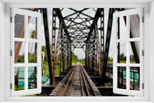 Fototapeta Naklejka Na Ścianę Okno 3D - Metal rail road bridge