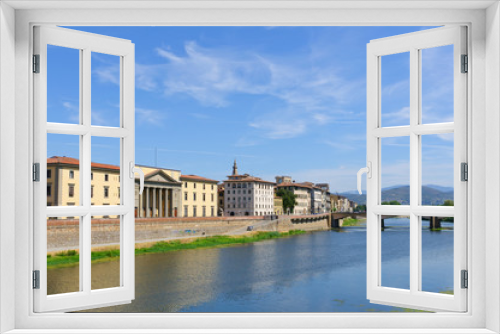 Fototapeta Naklejka Na Ścianę Okno 3D - Old City and the Arno river - Historic centre of Florence in Ita