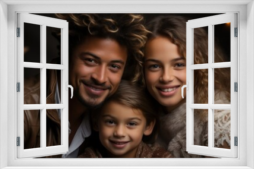 portrait of a smiling christmas family, copy space, christmas background and wallpaper