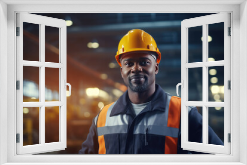 Portrait of a black male engineer working in a factory