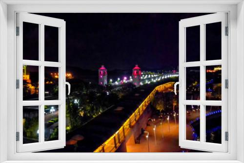 Fototapeta Naklejka Na Ścianę Okno 3D - Aerial view of Sentosa Boardwalk at night, Singapore