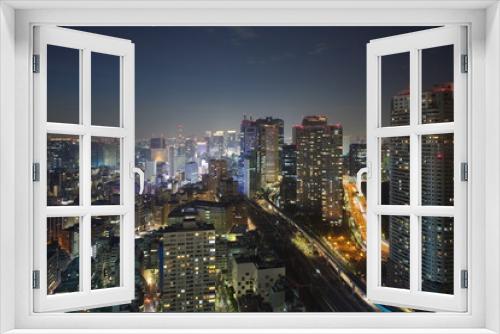 Fototapeta Naklejka Na Ścianę Okno 3D - Tokyo skyline at central of tokyo in night time