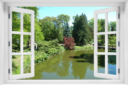 Fototapeta Naklejka Na Ścianę Okno 3D - Pond and trees