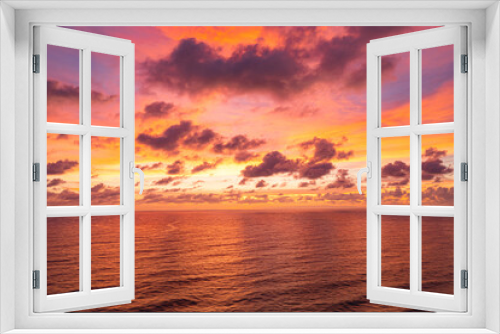 Fototapeta Naklejka Na Ścianę Okno 3D - exotic pink red sky in sunset at Karon beach Phuket..Scene of colorful romantic sky sunset with changing the brilliant yellow sky gradually turned red. .beautiful sky of sunset in nature and travel 