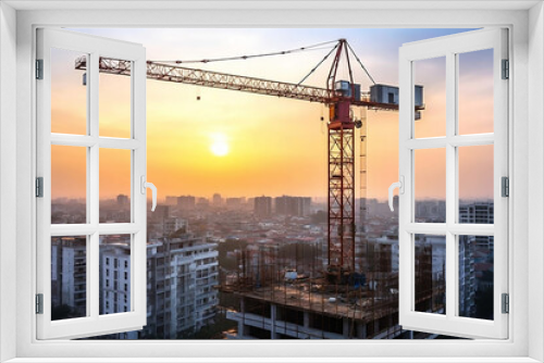 Cranes business buildings city engineering construction architecture site high sky urban industrial development