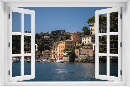 Fototapeta Naklejka Na Ścianę Okno 3D - Famous place on the Italian Riviera coast - views of Portofino from the sea and cliffs