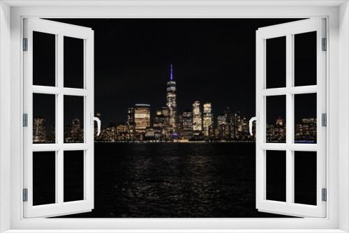 Fototapeta Naklejka Na Ścianę Okno 3D - city skyline at night