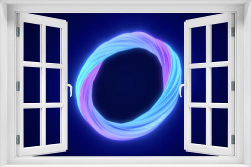 Fototapeta Naklejka Na Ścianę Okno 3D - Abstract blue energy magic bright glowing spinning ring of lines, background