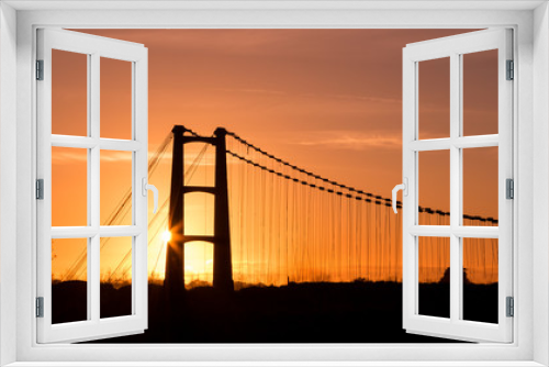 Fototapeta Naklejka Na Ścianę Okno 3D - Suspension Bridge Sundown