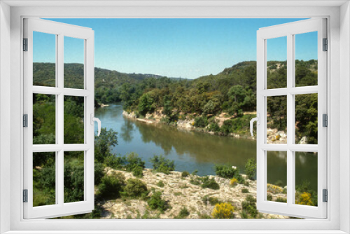Fototapeta Naklejka Na Ścianę Okno 3D - Pont du Gard, rivière  le Gardon, Pont du Gard, 30, Gard, région Occitanie, France