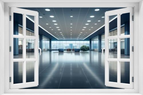 An empty office with an open-space interior. Business conference company background