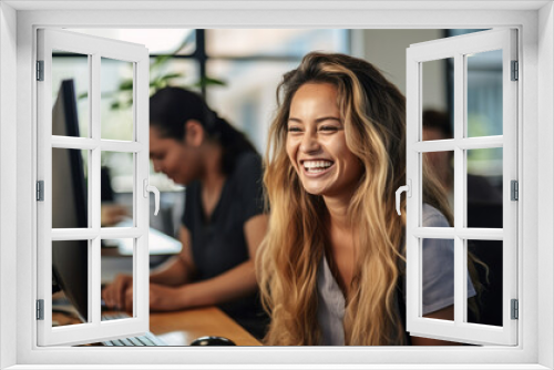 Women in Smart Casuals Discussing Work on Computer in Office