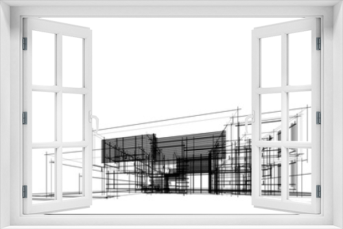 Fototapeta Naklejka Na Ścianę Okno 3D - House architecture vector 3d drawing 