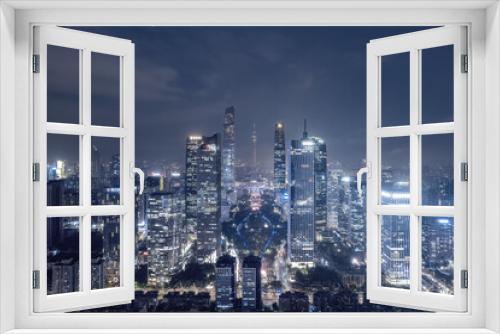 Fototapeta Naklejka Na Ścianę Okno 3D - Aerial photography of modern architectural landscapes at night in Guangzhou, China