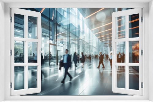 long exposure shot of a busy airport with business people