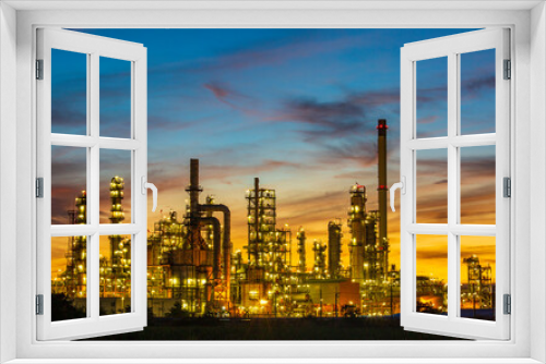 Fototapeta Naklejka Na Ścianę Okno 3D - Twilight scene of tank oil refinery plant and tower column of Petrochemistry