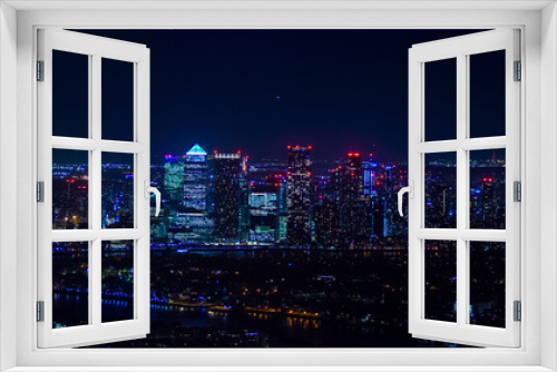 Fototapeta Naklejka Na Ścianę Okno 3D - London, United Kingdom - The bank district of central London with famous skyscrapers. London skyline at night. 