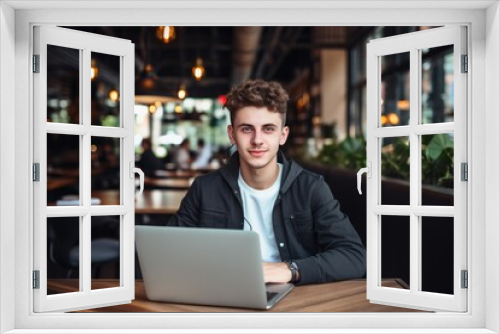 A student takes a moment to look at the camera while busy with college assignments generative ai