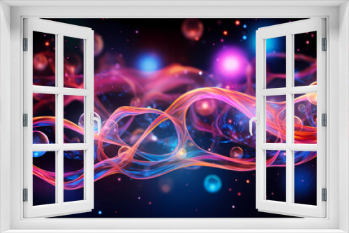 Molecules Bubbles DNA DNS Plexus Neon Black Background Digital Desktop Wallpaper HD 4k Network Nodes Lines