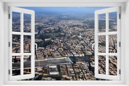 Fototapeta Naklejka Na Ścianę Okno 3D - Rome aerial view with Termini Station, Vittoriano and Colosseum