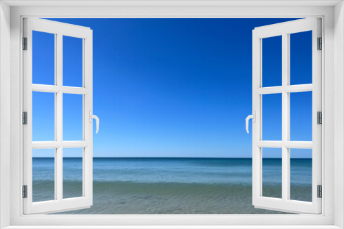 Fototapeta Naklejka Na Ścianę Okno 3D - Transparent blue sea water, blue sea horizon, pure sky, natural blue seascape background