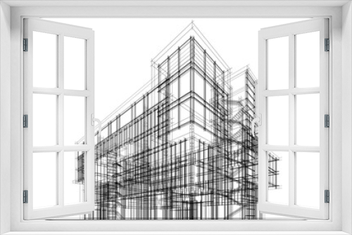 Fototapeta Naklejka Na Ścianę Okno 3D - sketch of building