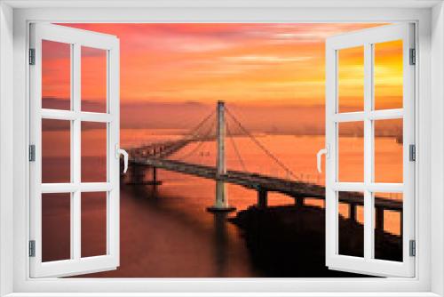 Fototapeta Naklejka Na Ścianę Okno 3D - SF Bay - Bay Bridge East Span During Colorful Sunrise 