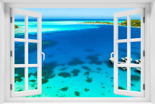 Fototapeta Naklejka Na Ścianę Okno 3D - Bora Bora by drone, French Polynesia