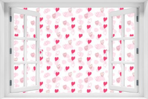 Hand drawn red hearts seamless pattern, Valentine's, Mother's day, birthday card, wallpaper or gift wrap design.