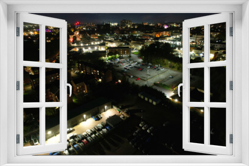 Fototapeta Naklejka Na Ścianę Okno 3D - Gorgeous High Angle View of Illuminated British City at Just After Sunset