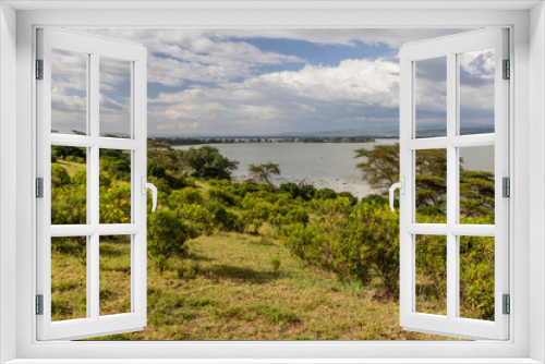 Fototapeta Naklejka Na Ścianę Okno 3D - View of Crescent Island Game Sanctuary on Naivasha lake, Kenya