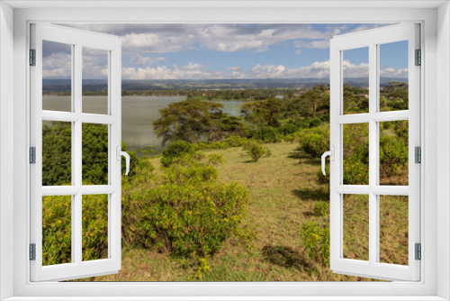 Fototapeta Naklejka Na Ścianę Okno 3D - View of Crescent Island Game Sanctuary on Naivasha lake, Kenya
