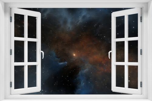 Fototapeta Naklejka Na Ścianę Okno 3D - Space background with nebula and shining stars. Giant interstellar cloud. Infinite universe