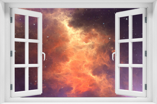 Fototapeta Naklejka Na Ścianę Okno 3D - Space background with nebula and shining stars. Giant interstellar cloud. Infinite universe