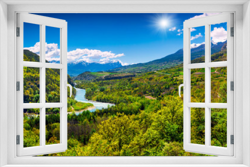 Fototapeta Naklejka Na Ścianę Okno 3D - Beautiful summer landscape in the French Alps
