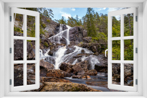 Fototapeta Naklejka Na Ścianę Okno 3D - Elgafossen, waterfall between Norway and Sweden.