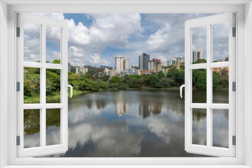 Fototapeta Naklejka Na Ścianę Okno 3D - View of the Santa Lúcia Dam, with residential buildings in the São Bento neighborhood, in the background, and Vila Paris, on the right, in Belo Horizonte, state of Minas Gerais, Brazil.