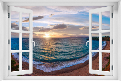 Fototapeta Naklejka Na Ścianę Okno 3D - Sea sunset view from Mytikas Beach (Greece,  Lefkada, Ionian Sea).