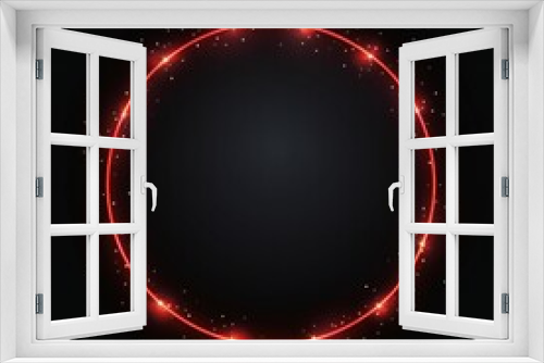 Empty red Christmas circle design element flat style on black background Generative AI 