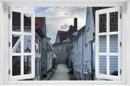 Fototapeta Naklejka Na Ścianę Okno 3D - The beautiful streets and houses in old Stavanger Norway