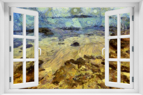Fototapeta Naklejka Na Ścianę Okno 3D - The island beach landscape is an impressionist style painting.