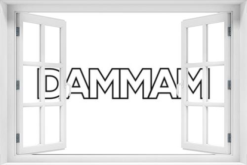 Dammam in the Saudi Arabia emblem. The design features a geometric style, vector illustration with bold typography in a modern font. The graphic slogan lettering.