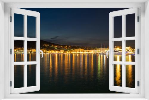 Evening skyline of promenade Riva  and Diocletian Palace in Split. Croatia