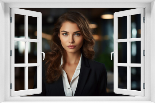 Generative AI picture portrait of attractive office worker young woman