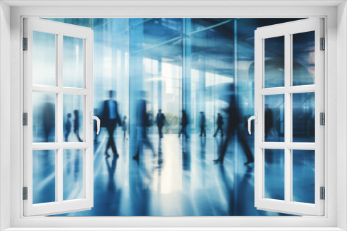 motion blur image of business professionals, blurred background, business center concept