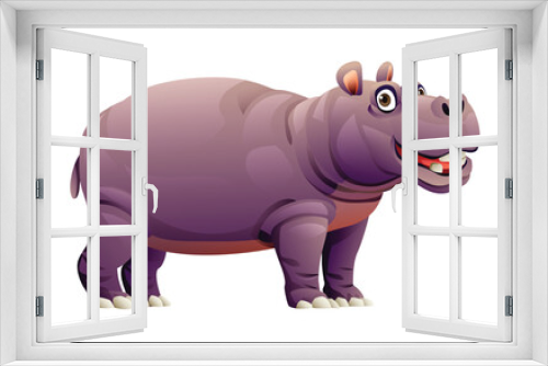 Fototapeta Naklejka Na Ścianę Okno 3D - Hippopotamus cartoon illustration isolated on white background