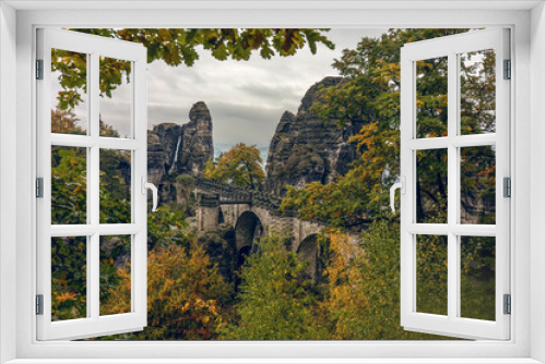Fototapeta Naklejka Na Ścianę Okno 3D - Landscape impression of saxony switzerland around the bastei bridge near dresden in saxony, germany, in autumn